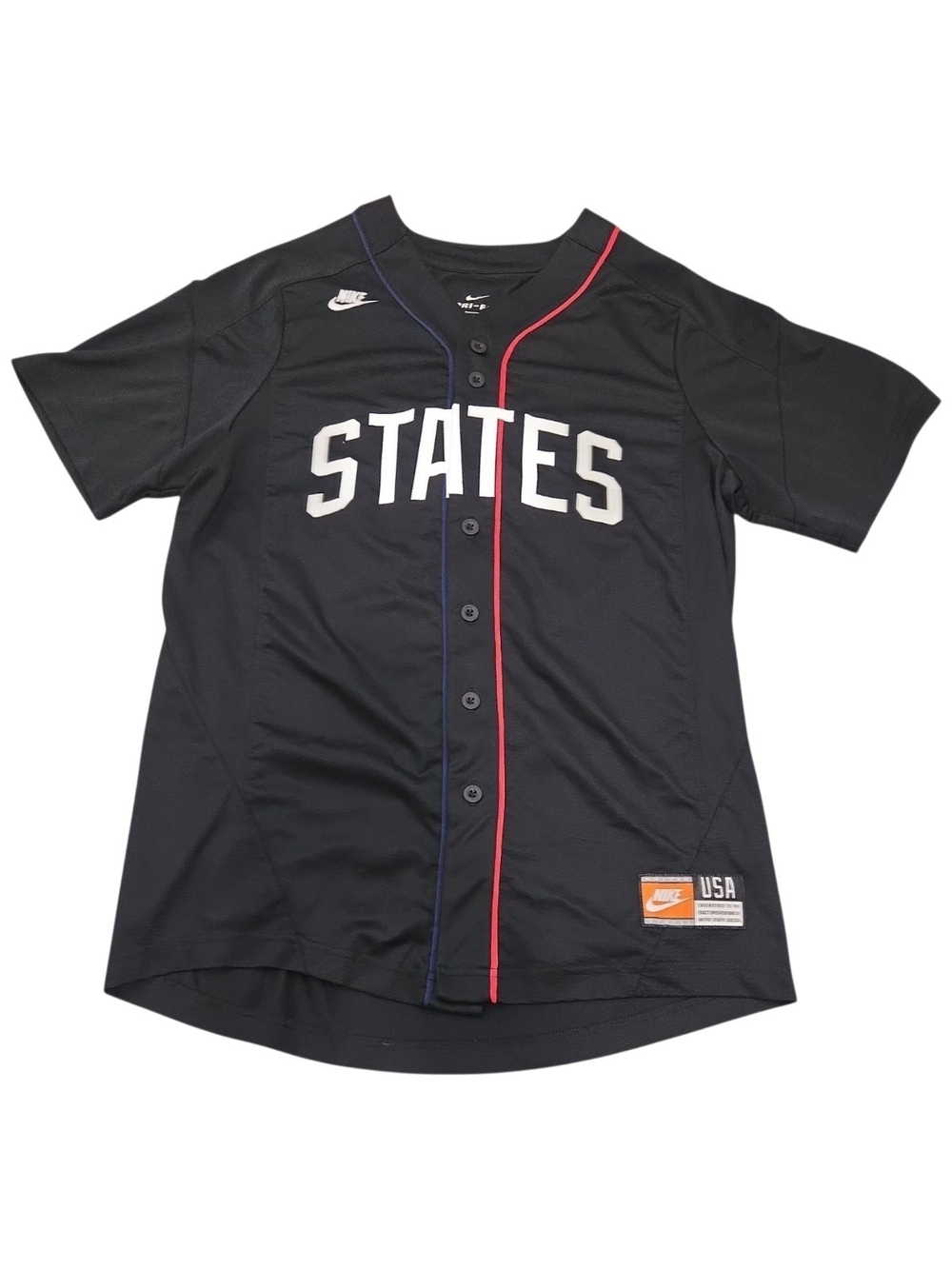 Nike USA USMNT States Baseball Jersey Mens L Black Short Sleeve Dri-FIT Soccer